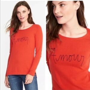 Old Navy Amour Embroidered Crew Neck Pullover Sweater